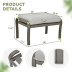 Salon de jardin 5 pièces en aluminium avec table d'appoint, pouf et coussins gris clair