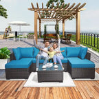 Salon de jardin en rotin synthétique (7 pièces)