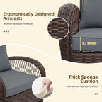 Patio Watcher Ensemble de 2 chaises de conversation pivotantes à 360 degrés en rotin marron pour extérieur avec coussins
