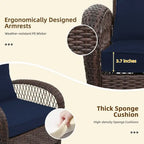 Patio Watcher Ensemble de 2 chaises de conversation pivotantes à 360 degrés en rotin marron pour extérieur avec coussins