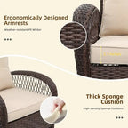 Patio Watcher Ensemble de 2 chaises de conversation pivotantes à 360 degrés en rotin marron pour extérieur avec coussins
