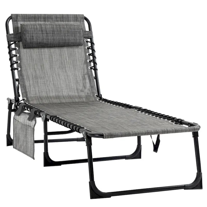 Reclining Chaise Lounge Chair, Portable Sun Lounger, Folding Camping Cot