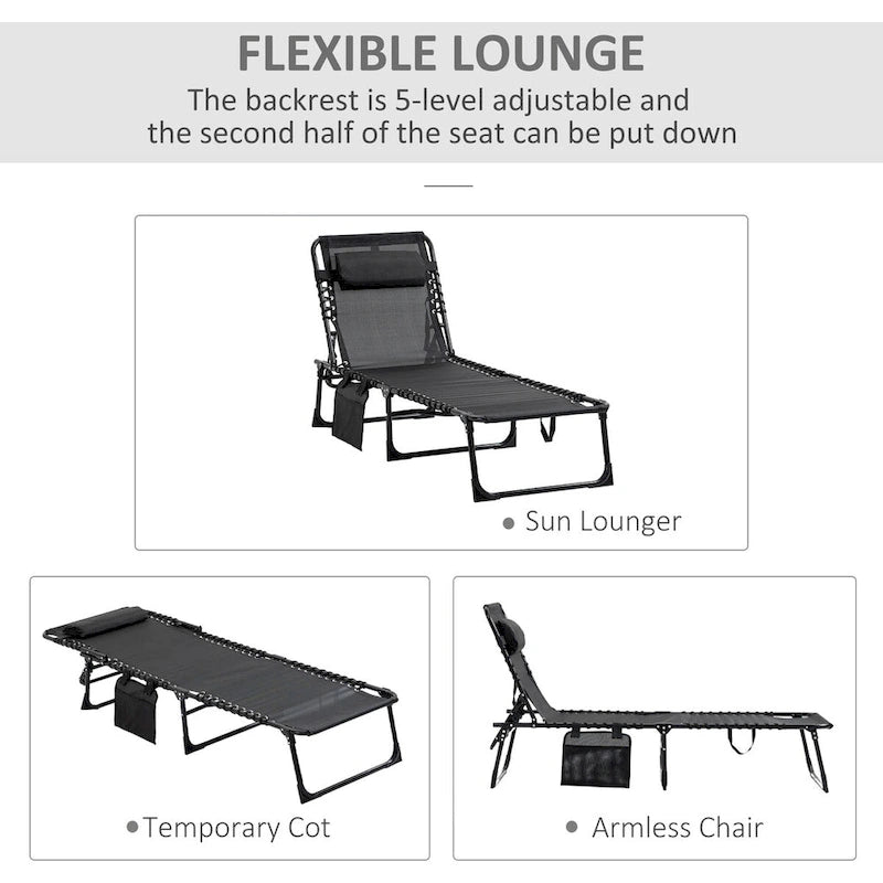 Chaise longue inclinable, Transat portable, Lit de camp pliant