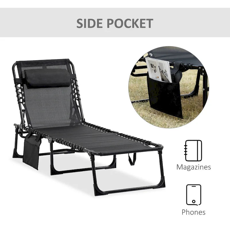 Chaise longue inclinable, Transat portable, Lit de camp pliant