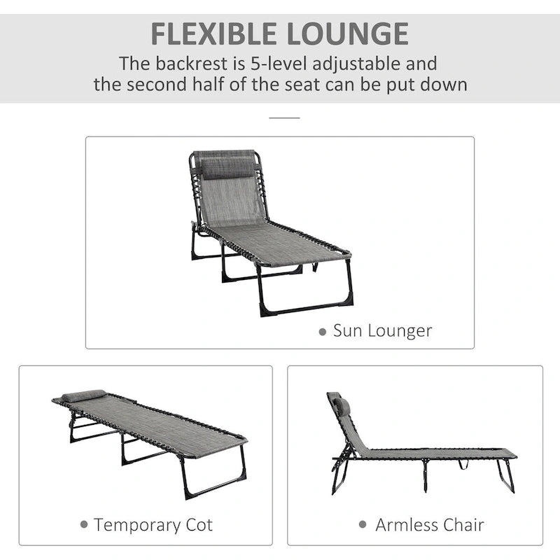 Chaise longue inclinable, Transat portable, Lit de camp pliant