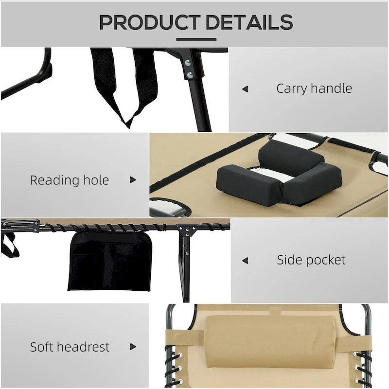 Chaise longue inclinable, Transat portable, Lit de camp pliant