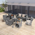 Ensemble de canapé d'extérieur modulable LIVOOSUN 8 pièces avec fauteuils à bascule pivotants et repose-pieds en osier gris