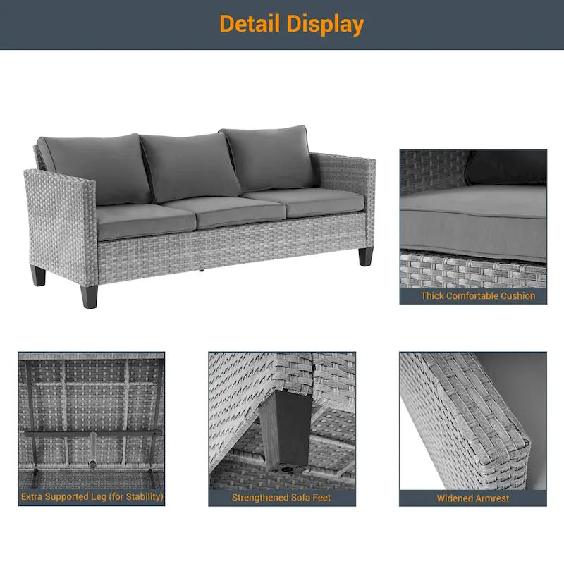 Ensemble de canapé d'extérieur modulable LIVOOSUN 8 pièces avec fauteuils à bascule pivotants et repose-pieds en osier gris