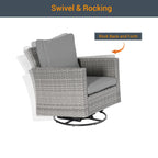 Ensemble de canapé d'extérieur modulable LIVOOSUN 8 pièces avec fauteuils à bascule pivotants et repose-pieds en osier gris