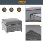 Ensemble de canapé d'extérieur modulable LIVOOSUN 8 pièces avec fauteuils à bascule pivotants et repose-pieds en osier gris