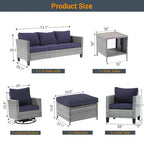 Ensemble de canapé d'extérieur modulable LIVOOSUN 8 pièces avec fauteuils à bascule pivotants et repose-pieds en osier gris