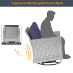 Ensemble de canapé d'extérieur modulable LIVOOSUN 8 pièces avec fauteuils à bascule pivotants et repose-pieds en osier gris