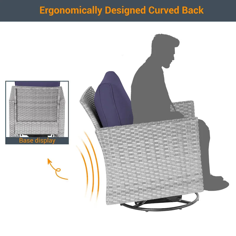 Ensemble de canapé d'extérieur modulable LIVOOSUN 8 pièces avec fauteuils à bascule pivotants et repose-pieds en osier gris