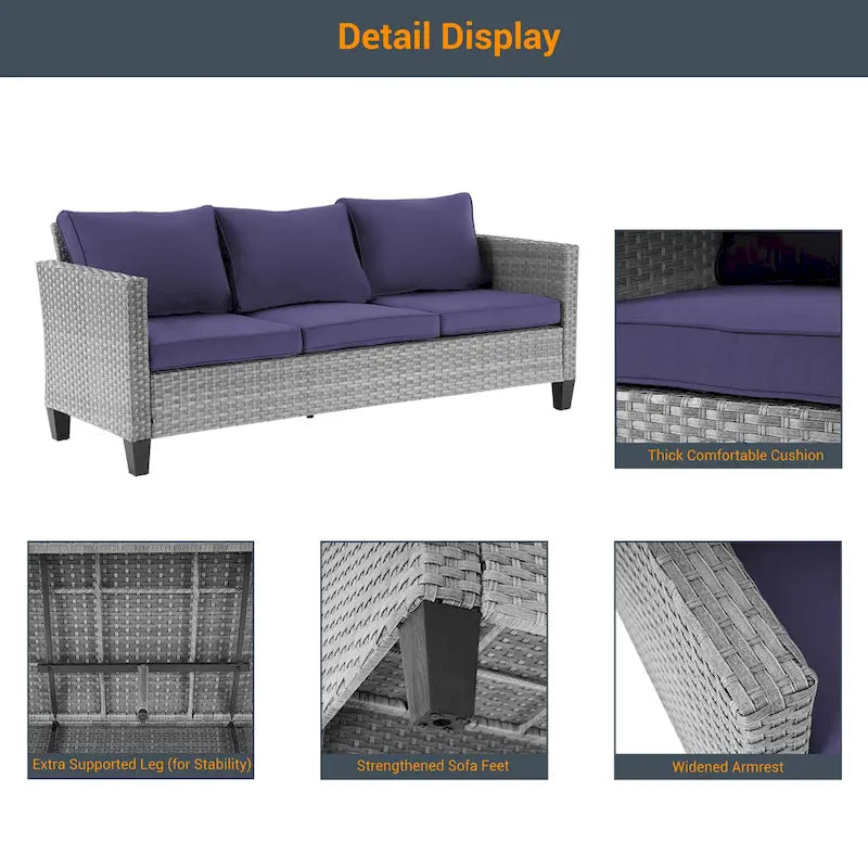 Ensemble de canapé d'extérieur modulable LIVOOSUN 8 pièces avec fauteuils à bascule pivotants et repose-pieds en osier gris