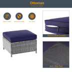 Ensemble de canapé d'extérieur modulable LIVOOSUN 8 pièces avec fauteuils à bascule pivotants et repose-pieds en osier gris