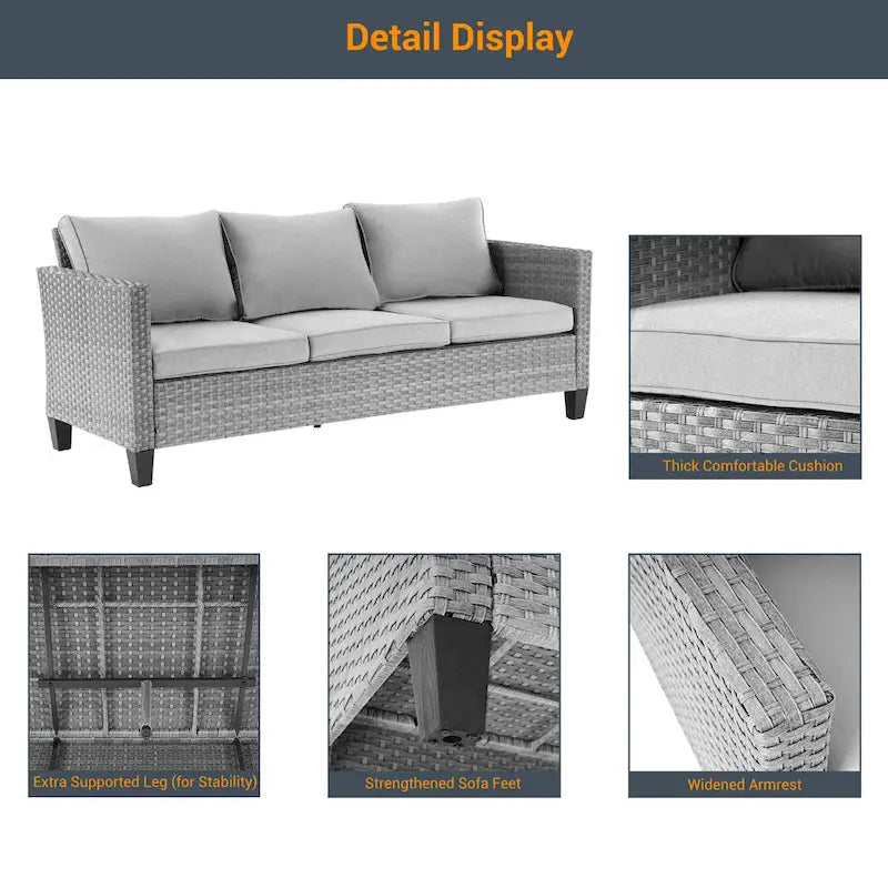 Ensemble de canapé d'extérieur modulable LIVOOSUN 8 pièces avec fauteuils à bascule pivotants et repose-pieds en osier gris