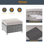 Ensemble de canapé d'extérieur modulable LIVOOSUN 8 pièces avec fauteuils à bascule pivotants et repose-pieds en osier gris