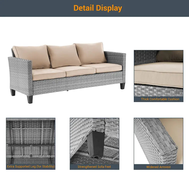 Ensemble de canapé d'extérieur modulable LIVOOSUN 8 pièces avec fauteuils à bascule pivotants et repose-pieds en osier gris