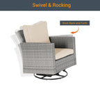 Ensemble de canapé d'extérieur modulable LIVOOSUN 8 pièces avec fauteuils à bascule pivotants et repose-pieds en osier gris