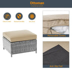 Ensemble de canapé d'extérieur modulable LIVOOSUN 8 pièces avec fauteuils à bascule pivotants et repose-pieds en osier gris