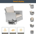 Ensemble de canapé d'extérieur modulable LIVOOSUN 8 pièces avec fauteuils à bascule pivotants et repose-pieds en osier gris