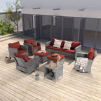 Ensemble de canapé d'extérieur modulable LIVOOSUN 8 pièces avec fauteuils à bascule pivotants et repose-pieds en osier gris