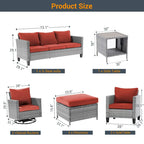 Ensemble de canapé d'extérieur modulable LIVOOSUN 8 pièces avec fauteuils à bascule pivotants et repose-pieds en osier gris