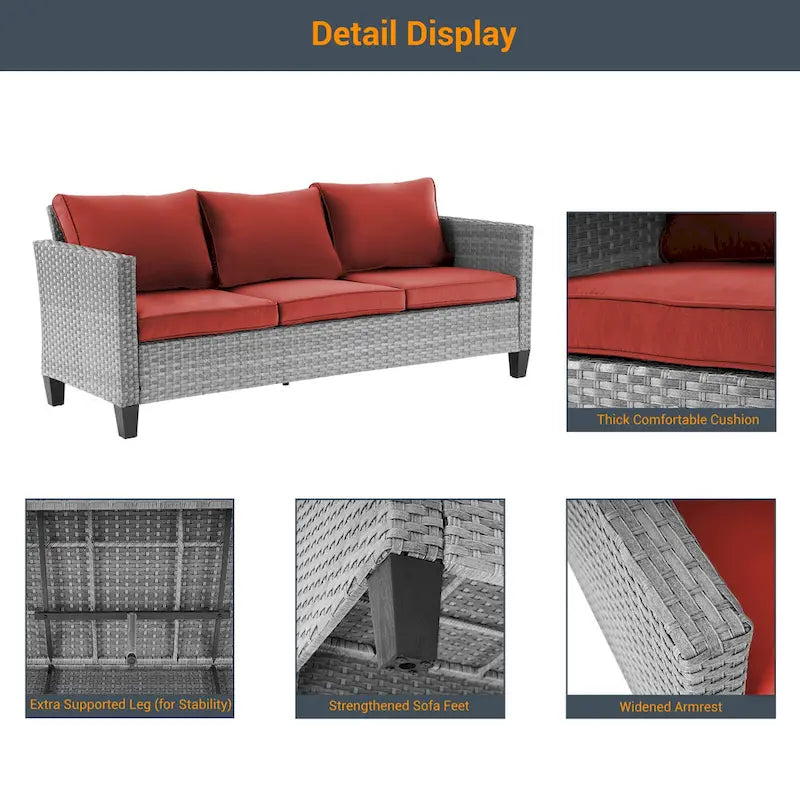 Ensemble de canapé d'extérieur modulable LIVOOSUN 8 pièces avec fauteuils à bascule pivotants et repose-pieds en osier gris