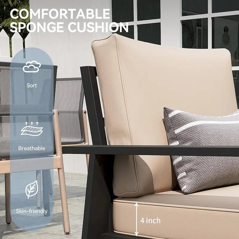 Ensemble de mobilier de patio 4 pièces Ensemble de mobilier d'extérieur en aluminium