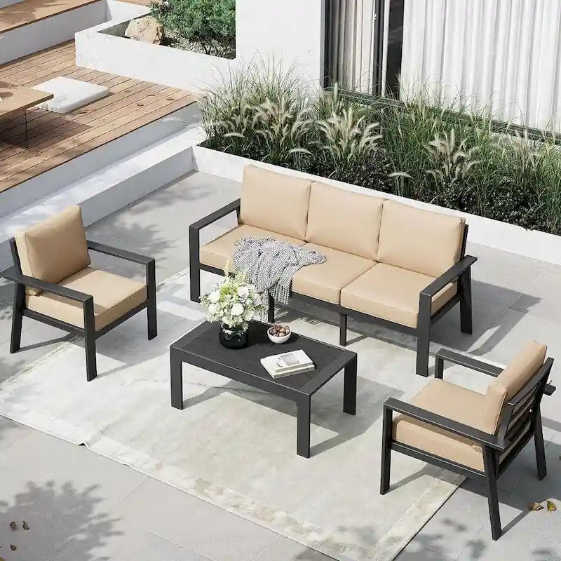 Ensemble de mobilier de patio 4 pièces Ensemble de mobilier d'extérieur en aluminium