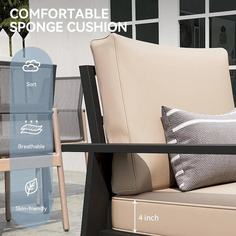 Ensemble de mobilier de patio 4 pièces Ensemble de mobilier d'extérieur en aluminium