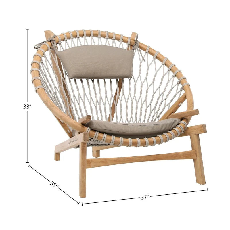 Fauteuil d'appoint Bastion en bois naturel, naturel/gris