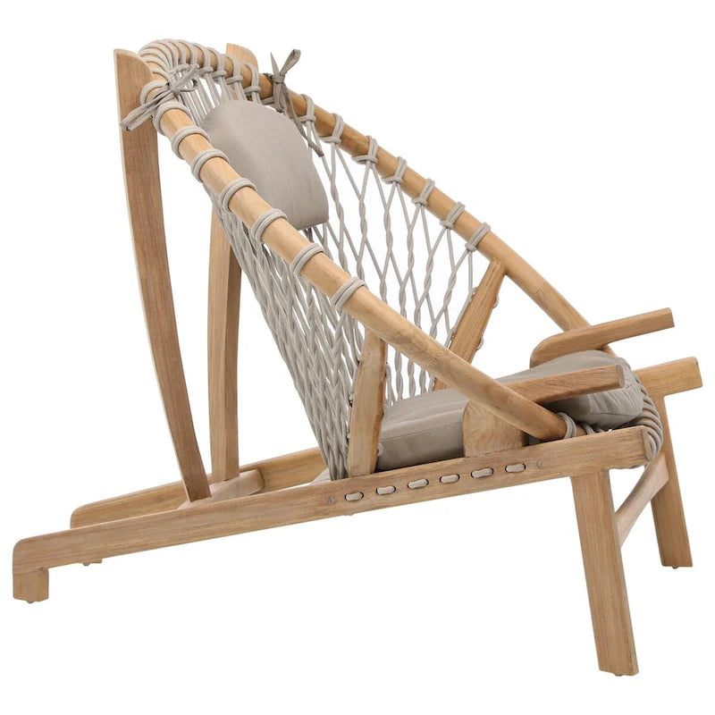 Fauteuil d'appoint Bastion en bois naturel, naturel/gris