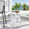Table d'appoint en métal pour l'extérieur, table d'appoint en béton, table d'appoint souche d'arbre, tabouret de jardin.