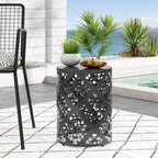 Metal end Table Outdoor Side Table for Patio,Concrete Side Table Tree Stump Side Table,Garden Stool Side Table