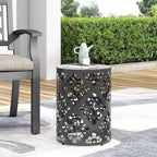 Table d'appoint en métal pour l'extérieur, table d'appoint en béton, table d'appoint souche d'arbre, tabouret de jardin.