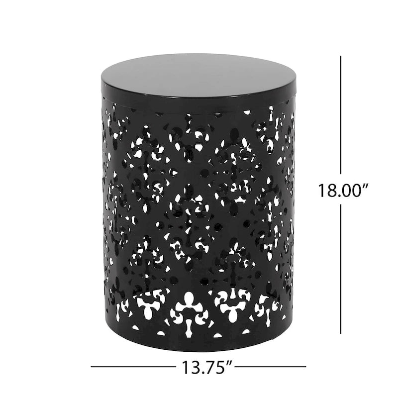 Table d'appoint en métal pour l'extérieur, table d'appoint en béton, table d'appoint souche d'arbre, tabouret de jardin.