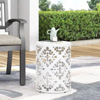 Table d'appoint en métal pour l'extérieur, table d'appoint en béton, table d'appoint souche d'arbre, tabouret de jardin.