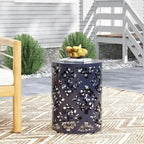 Table d'appoint en métal pour l'extérieur, table d'appoint en béton, table d'appoint souche d'arbre, tabouret de jardin.