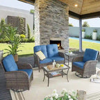 Pocassy Outdoor Sofa Swivel Glider Chair with Table