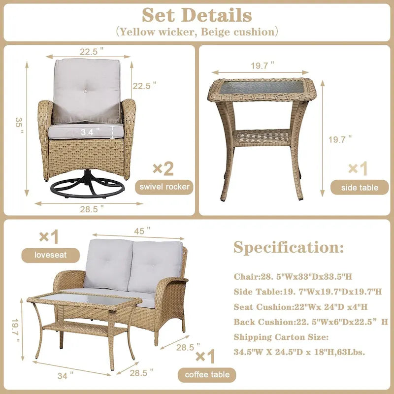Fauteuil de jardin pivotant Pocassy avec table