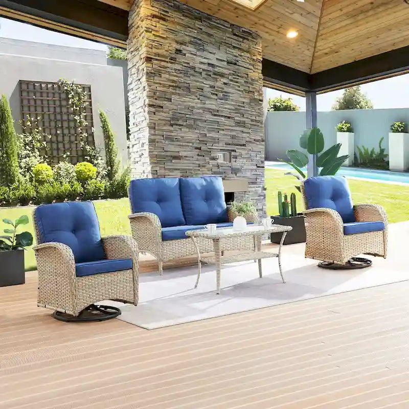 Fauteuil de jardin pivotant Pocassy avec table