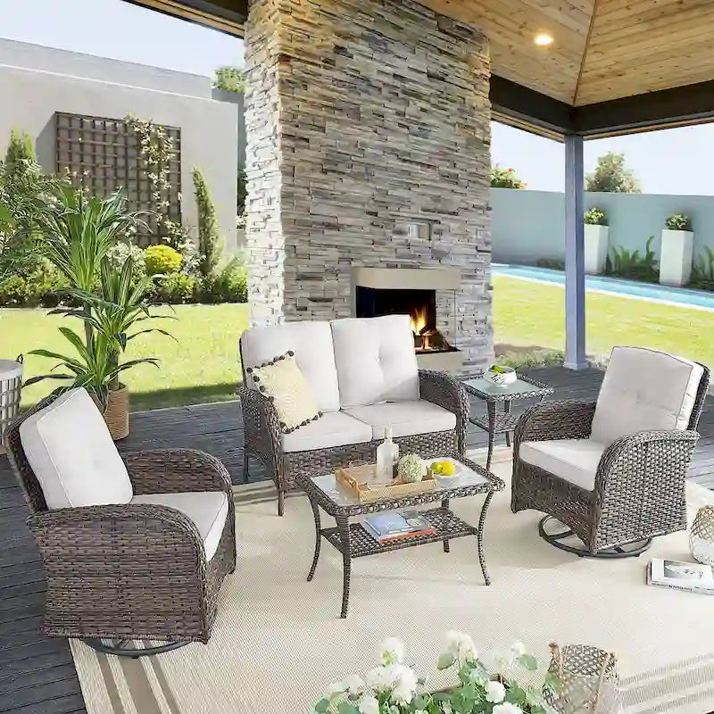 Fauteuil de jardin pivotant Pocassy avec table