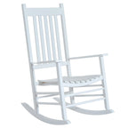 Fauteuil à bascule d'extérieur, fauteuil à bascule de patio en bois avec accoudoirs lisses, dossier haut