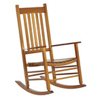 Fauteuil à bascule d'extérieur, fauteuil à bascule de patio en bois avec accoudoirs lisses, dossier haut