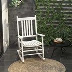 Fauteuil à bascule d'extérieur, fauteuil à bascule de patio en bois avec accoudoirs lisses, dossier haut