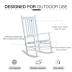 Fauteuil à bascule d'extérieur, fauteuil à bascule de patio en bois avec accoudoirs lisses, dossier haut