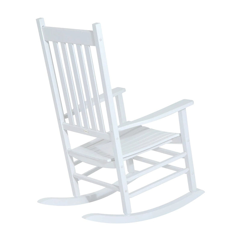 Fauteuil à bascule d'extérieur, fauteuil à bascule de patio en bois avec accoudoirs lisses, dossier haut