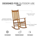 Fauteuil à bascule d'extérieur, fauteuil à bascule de patio en bois avec accoudoirs lisses, dossier haut
