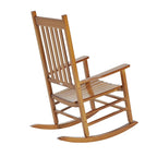 Fauteuil à bascule d'extérieur, fauteuil à bascule de patio en bois avec accoudoirs lisses, dossier haut
